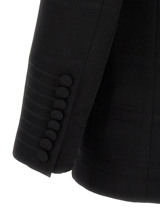  에트로 수트 자켓 체크 더블 브레스트 블레이저 블랙 - ETRO