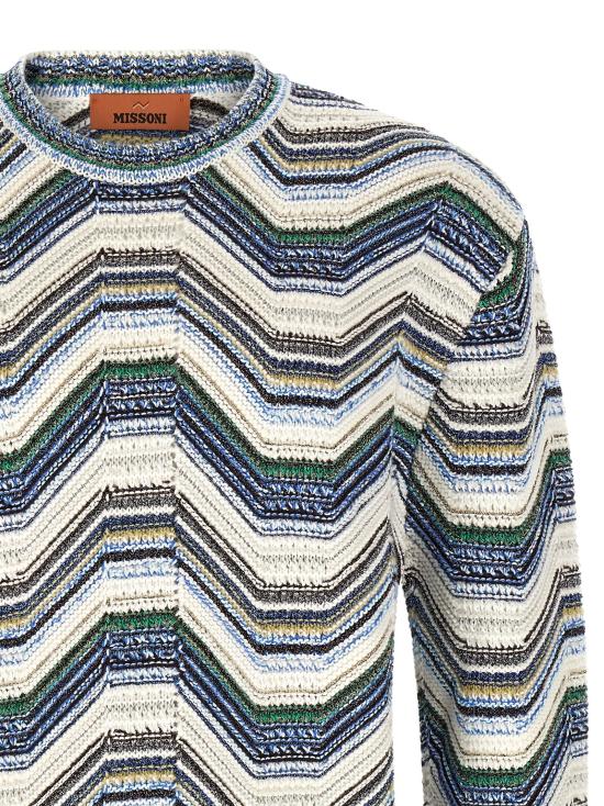 26FW 미소니 니트웨어 기하학적 지그재그 스웨터, 스웨터 및 가디건, 멀티컬러 - MISSONI