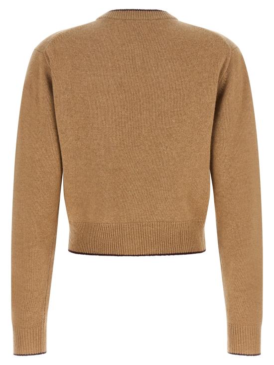 26FW 끌로에 니트웨어 하트 인타르시아 가디건 스웨터 및 가디건 베이지 - CHLOE