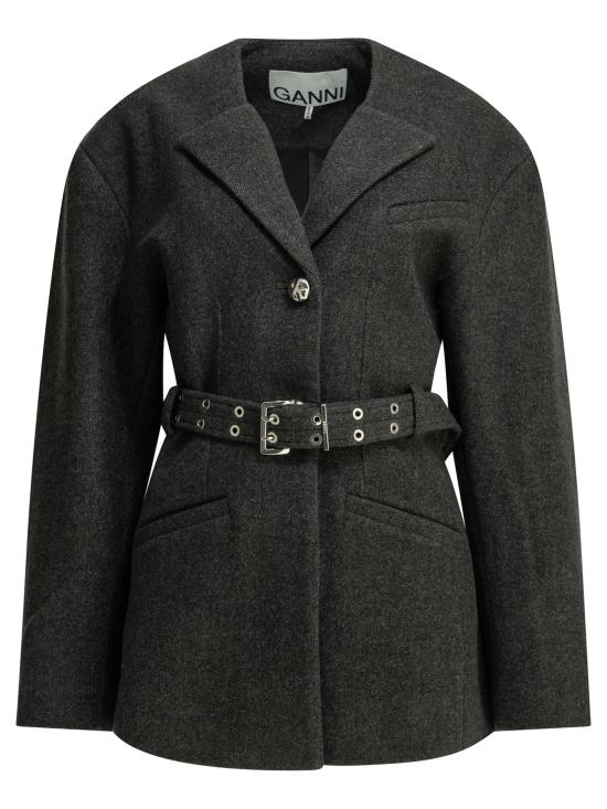 26FW 가니 아우터 경량 울 재킷, 재킷 및 코트, 블랙