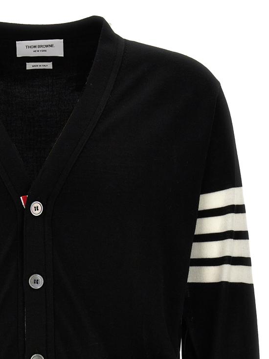 26FW 톰브라운 니트웨어 메리노 울 가디건 스웨터 및 가디건 블랙 - THOM BROWNE
