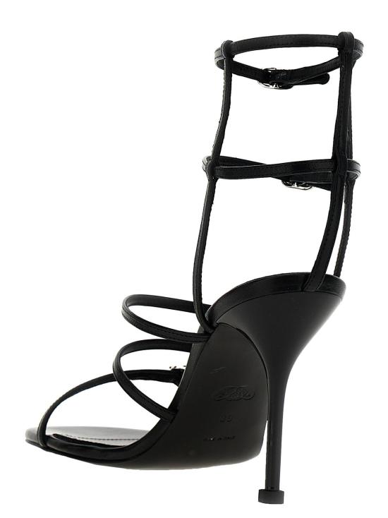  알렉산더 맥퀸 샌들 램스킨 스틸레토 힐  블랙 - ALEXANDER MCQUEEN