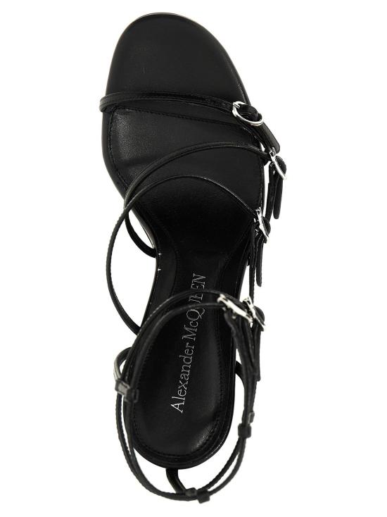  알렉산더 맥퀸 샌들 램스킨 스틸레토 힐  블랙 - ALEXANDER MCQUEEN
