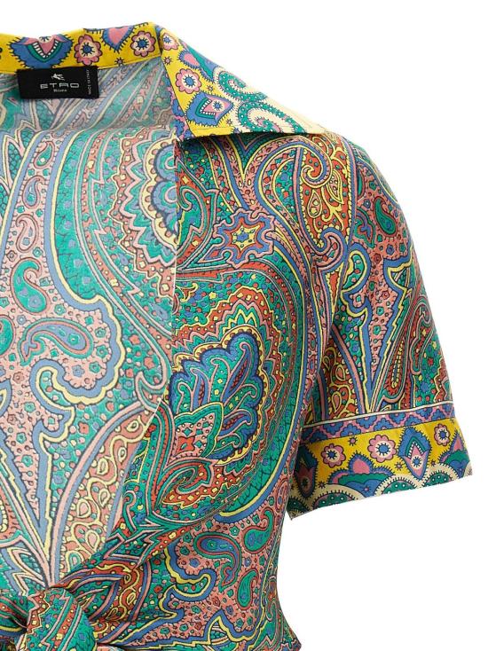  에트로 반팔 티셔츠 실크 패턴 셔츠 멀티컬러 - ETRO