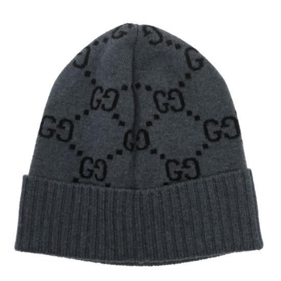 26FW 구찌 GG 캐시미어 자카드 비니 811392 4GABX1260 Grey - GUCCI