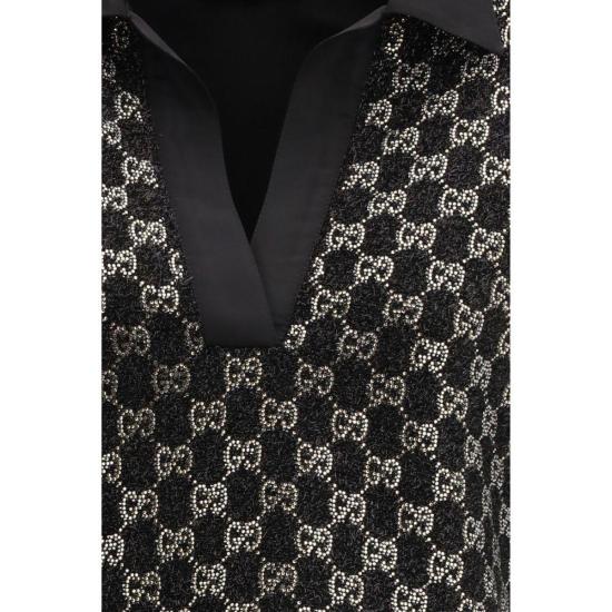  구찌 반팔 티셔츠 비스코스 셔츠 블랙 - GUCCI