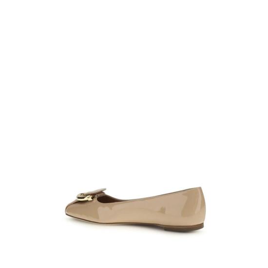  살바토레 페라가모 플랫 슈즈 페라가모 간치니 발레 플랫 베이지 - SALVATORE FERRAGAMO