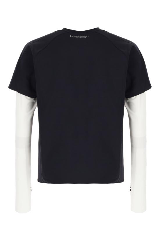 26FW 발렌시아가 테크웨어 롱 슬리브 티셔츠 A000NQTUVN7 8502 NAVY WHITE - BALENCIAGA