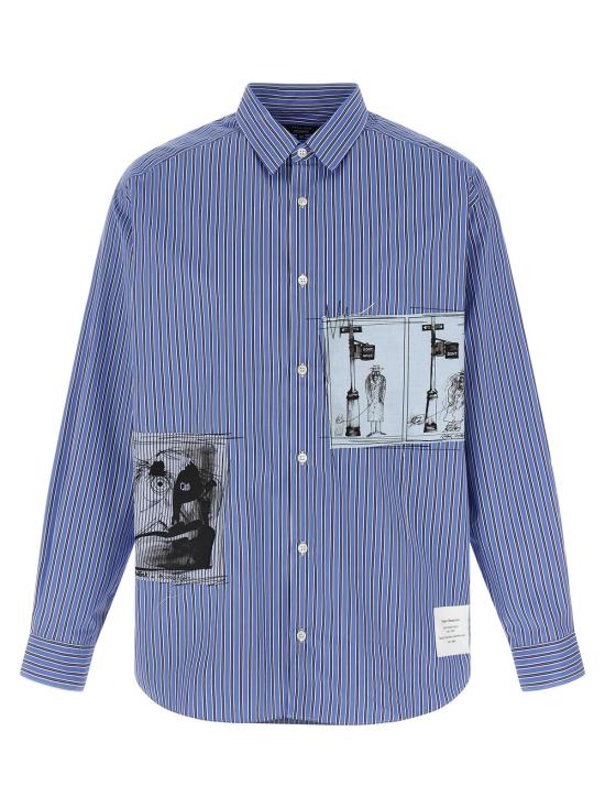  꼼데가르송 긴팔 티셔츠 Comme Des Garçons 스트라이프 코튼 포플린 셔츠 블루