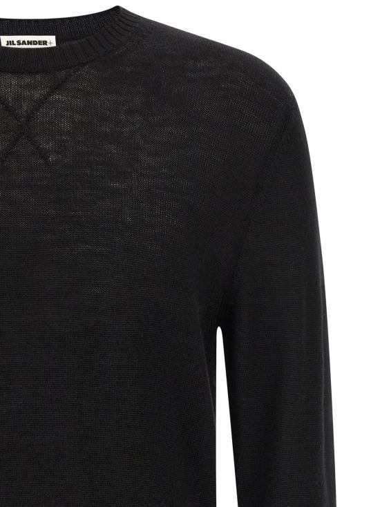  질샌더 가디건 질 샌더 버진 울 크루넥 스웨터 블랙 - JIL SANDER