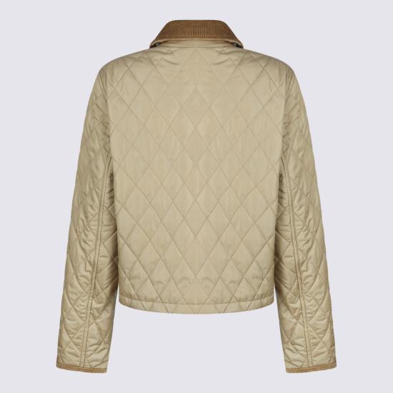 26FW 버버리 크롭 퀄티드 나일론 자켓 8107466 C1544 FLAX SAND IP CHECK - BURBERRY