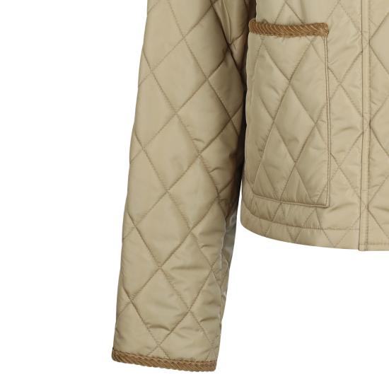 26FW 버버리 크롭 퀄티드 나일론 자켓 8107466 C1544 FLAX SAND IP CHECK - BURBERRY