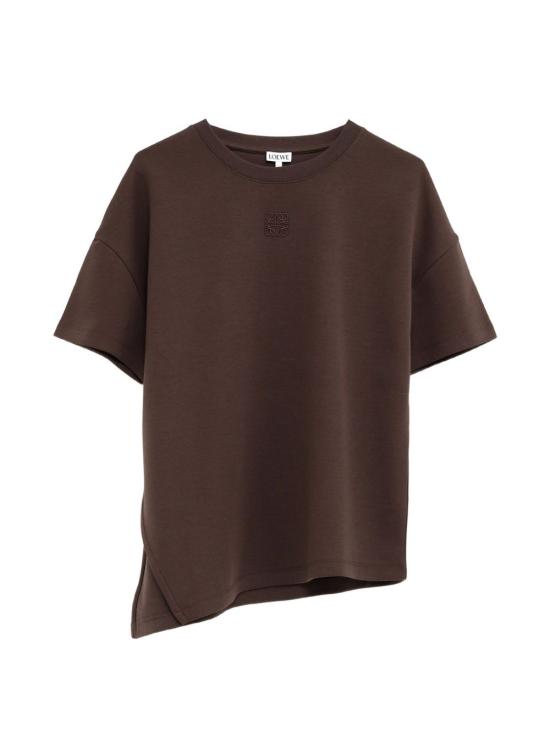 26FW 로에베 코튼 블렌드 어시메트릭 티셔츠 S540Y22 X593100 BROWN