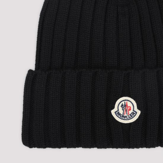 26FW 몽클레어 로고 울 비니 L20933B00036 A9327 999 BLACK - MONCLER