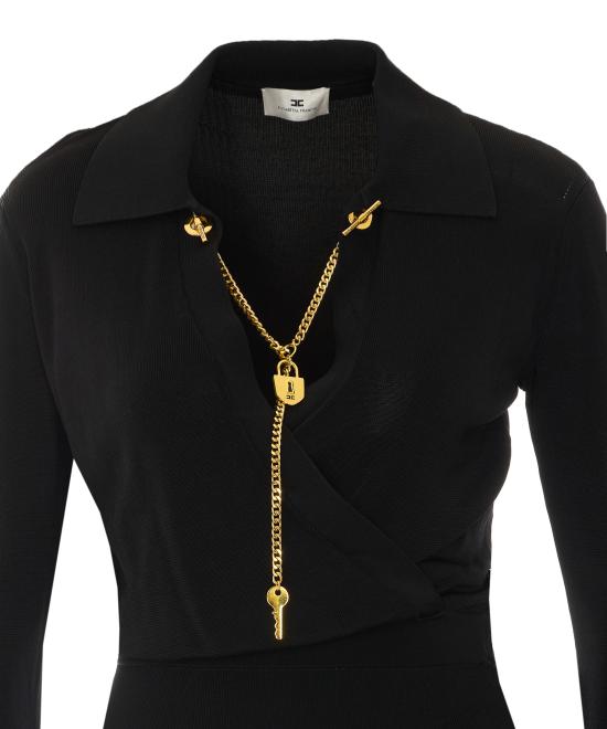26FW 엘리자베타프랜치 미디 원피스 AM19S66E2 110 Black - ELISABETTA FRANCHI