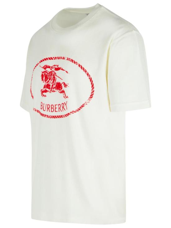 25FW 버버리 릴렉스드 핏 나이트 스탬프 코튼 블렌드 티셔츠 8112367B7078 White - BURBERRY