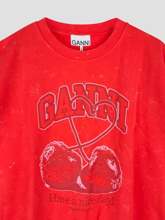 26FW 가니 후드 티셔츠 A1060082 472 HIGH RISK RED - GANNI