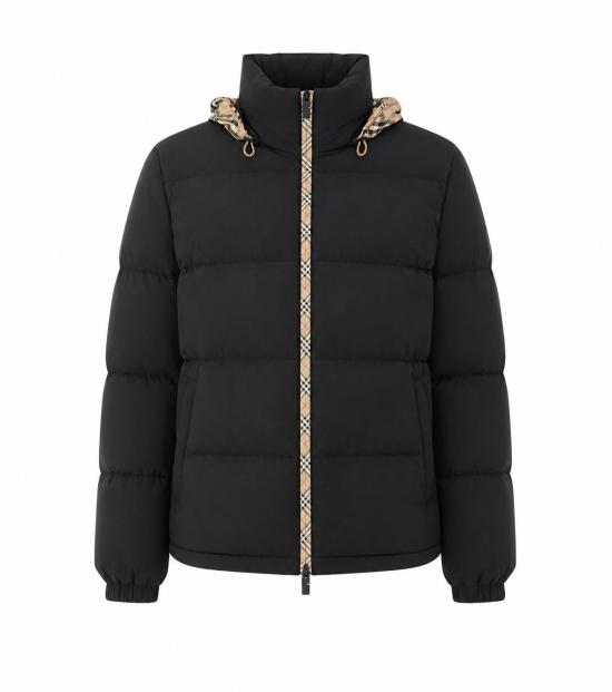 26FW 버버리 체크 테이프 스노우든 푸퍼 자켓 8110196 A1189 Black