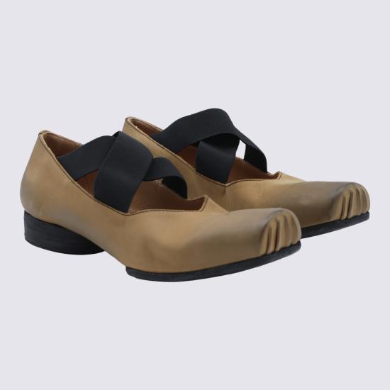 26FW 우마 왕 플랫 슈즈 US9003 UW249 MUSTARD BLACK - UMA WANG
