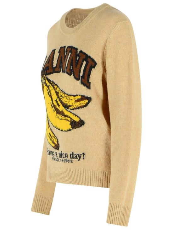 26SS 가니 그래픽 울 니트 A1070265 118 Brown - GANNI