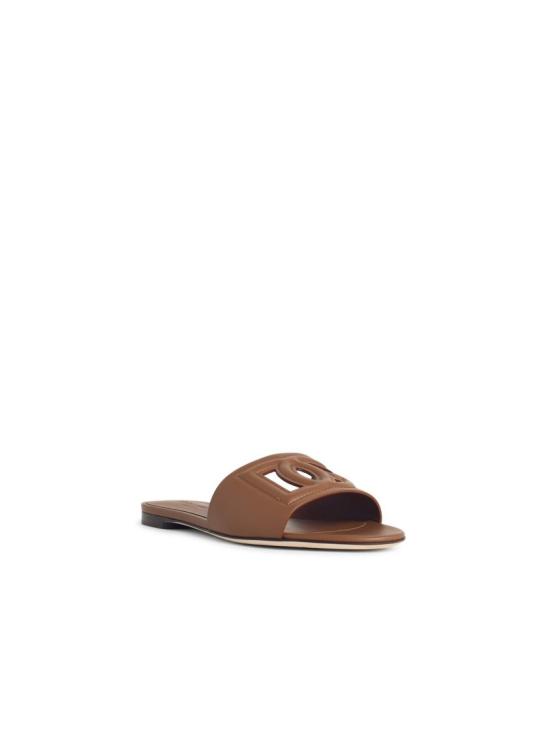  돌체앤가바나 DG 로고 카프스킨 슬리퍼 CQ0436 AY329 81236 BIS Brown - DOLCE & GABBANA