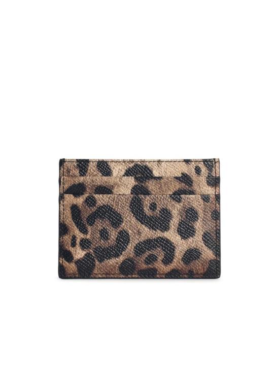  돌체앤가바나 레오파드 프린트 폴리싱 카프스킨 카드 홀더 BI0330 AX566 HY13M Brown - DOLCE & GABBANA