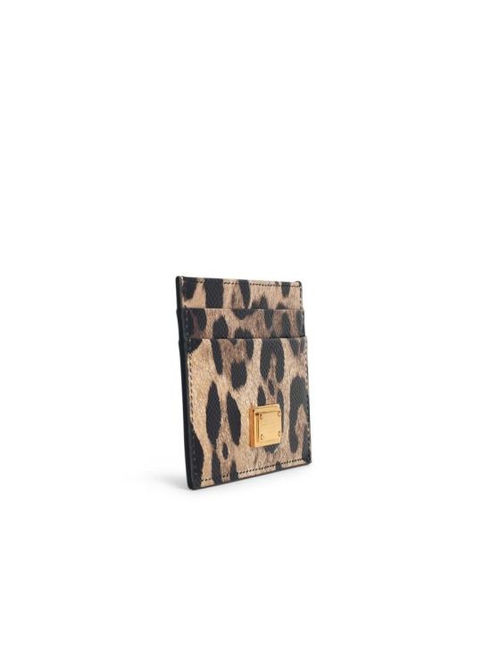  돌체앤가바나 레오파드 프린트 폴리싱 카프스킨 카드 홀더 BI0330 AX566 HY13M Brown - DOLCE & GABBANA