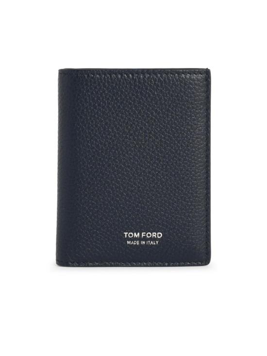 26SS 톰포드 그레인 레더 로고 폴디드 카드 홀더 Y0279 LCL158S NAA Black