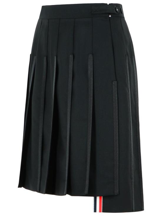 26SS 톰브라운 슈퍼 120'S 트윌 플리츠 스커트 FGCA37B 00626 001 Black - THOM BROWNE
