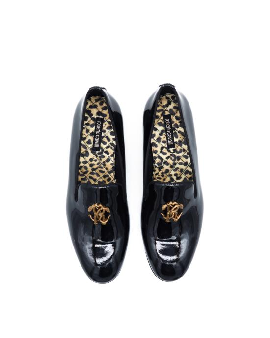 25FW 로베르토 카발리 로퍼 29732 A vernice NERO ORO - ROBERTO CAVALLI