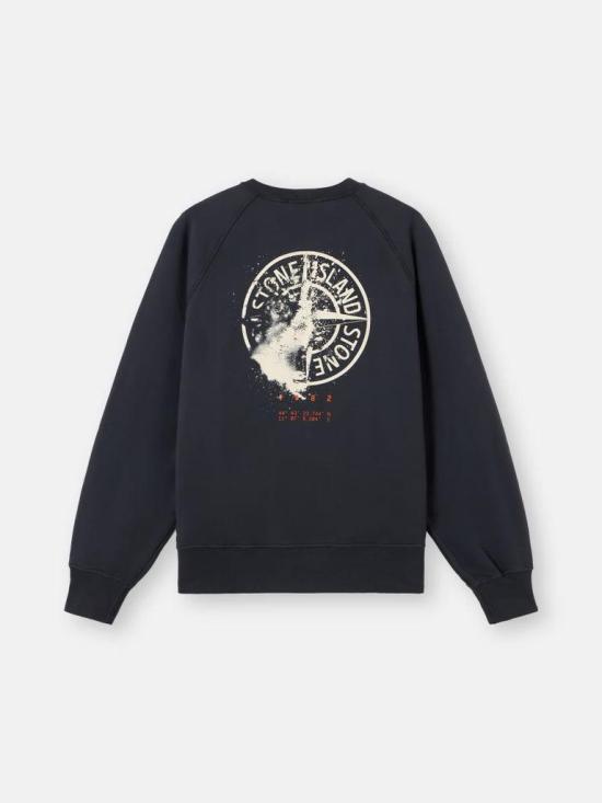 26FW 스톤 아일랜드 긴팔 티셔츠 Felpa Girocollo con 로고 Compass Posteriore Nero - STONE ISLAND