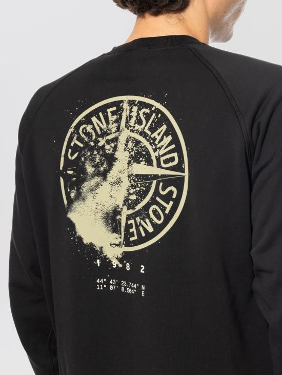 26FW 스톤 아일랜드 긴팔 티셔츠 Felpa Girocollo con 로고 Compass Posteriore Nero - STONE ISLAND