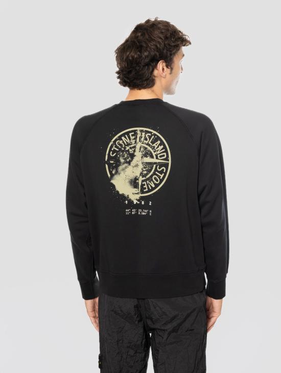 26FW 스톤 아일랜드 긴팔 티셔츠 Felpa Girocollo con 로고 Compass Posteriore Nero - STONE ISLAND