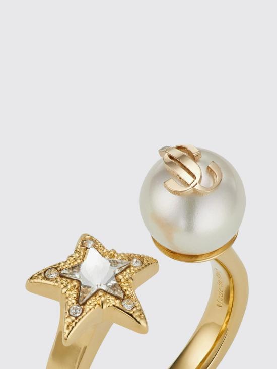 26FW 지미추 보석 JCSTARPEARLRINGJIQ GOLD WHITE CRYSTAL - JIMMY CHOO