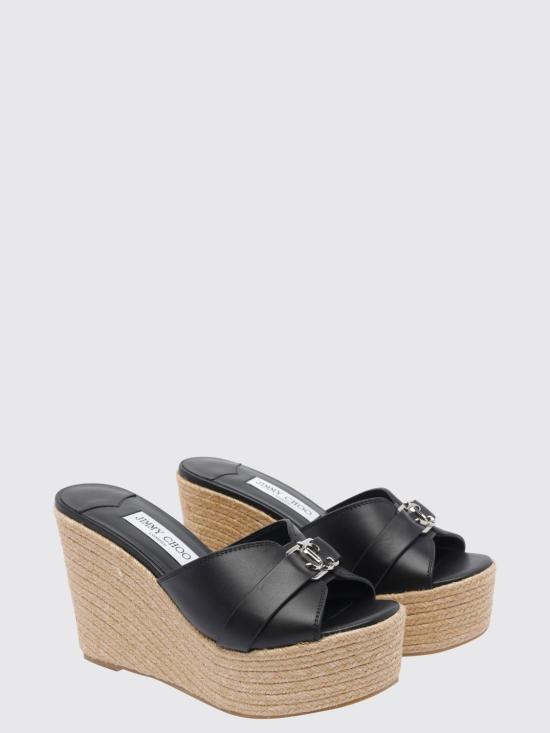 26FW 지미추 뮬/슬리퍼 LEDAWEDGE100FDZ BLACK SILVER - JIMMY CHOO