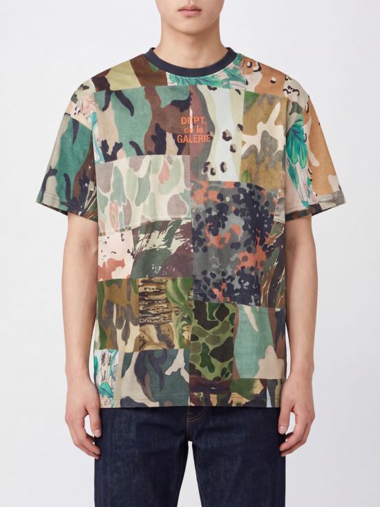 26SS 갤러리 디파트먼트 반팔 티셔츠 TOP012 PRINTED PATCHWORK CAMO Brown