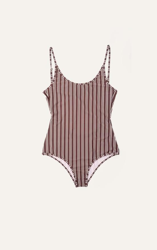  Bellini Bikini 원피스 수영복 벨리니 비키니 스트라이프 사오나 수영복 브라운/화이트