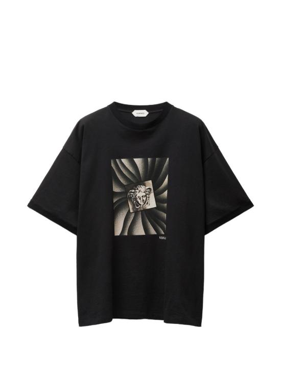 26FW 베르사체 반팔 티셔츠 10260931A18734 1B000 Black