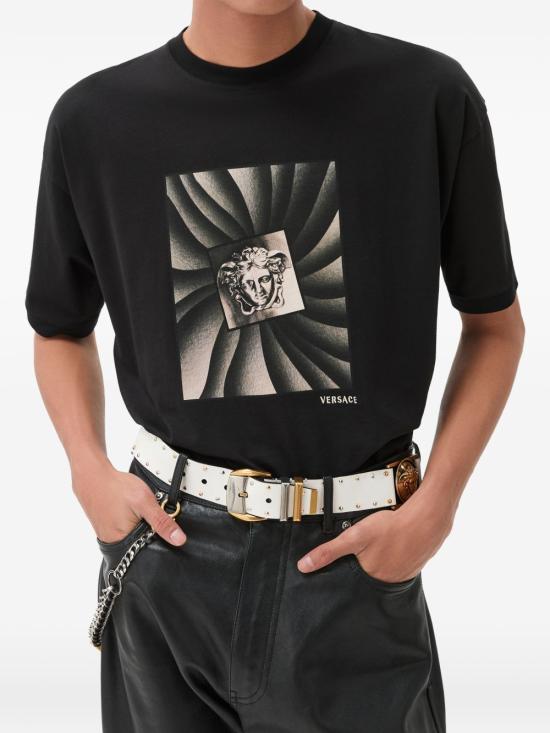 26FW 베르사체 반팔 티셔츠 10260931A18734 1B000 Black - VERSACE
