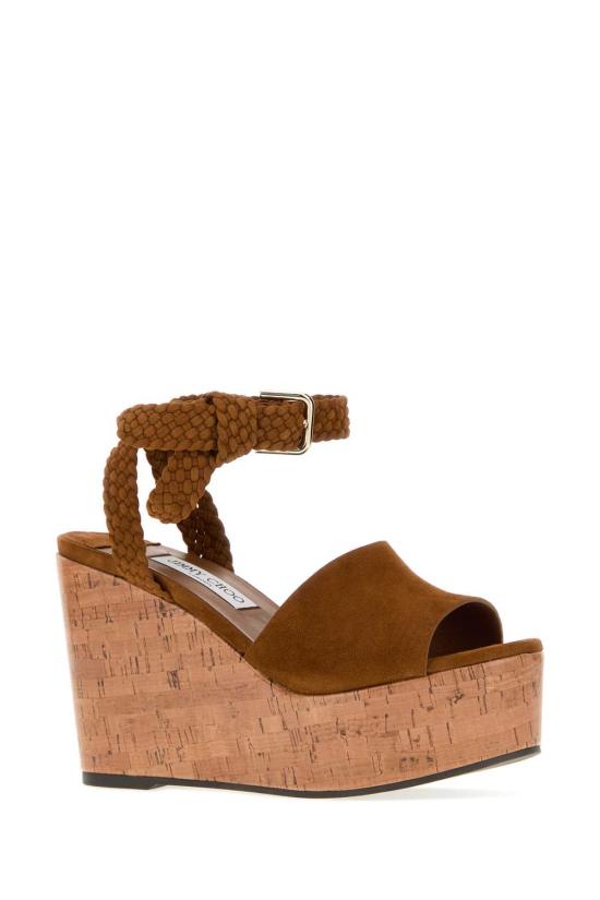  지미추 샌들 조리 스웨이드 웨지힐 카라멜 - JIMMY CHOO