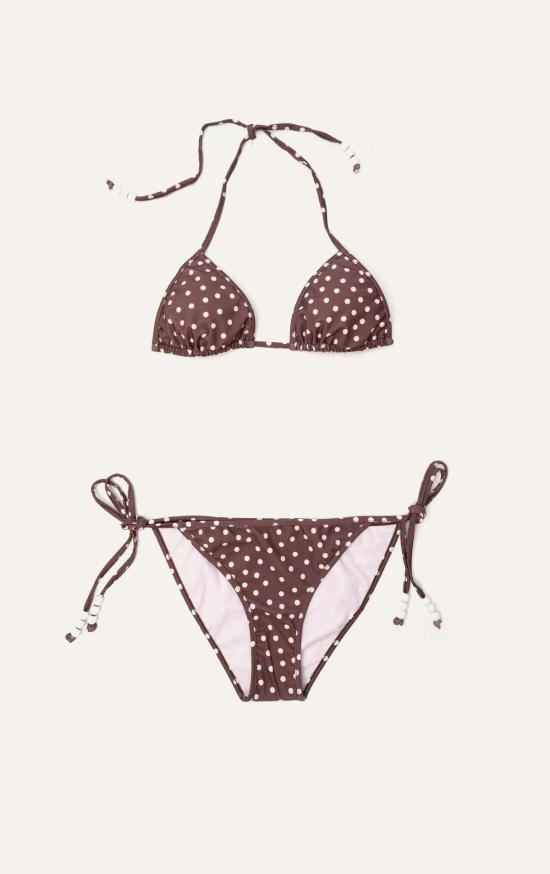 Bellini Bikini 비키니 수영복 벨리니 비키니, 다프네 비키니, 브라운/화이트 도트 무늬