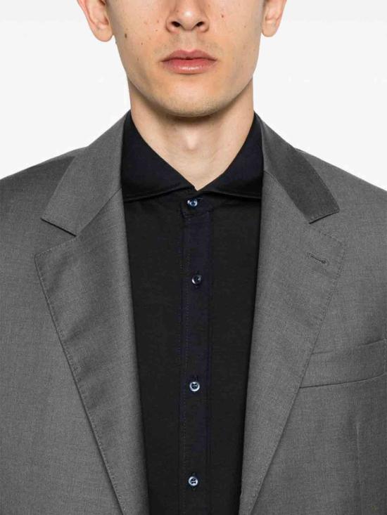  브루넬로 쿠치넬리 스프레드 칼라 경량 저지 셔츠 MH8366686C4425 DARK BLUE - BRUNELLO CUCINELLI