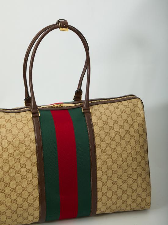 26FW 구찌 웹 미디엄 GG 더플백 875059FAF79 8547 BEIGE - GUCCI