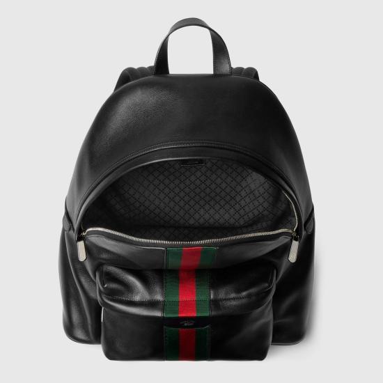 26FW 구찌 웹 트레이드마크 라지 백팩 866981AAGIG 1057 BLACK - GUCCI