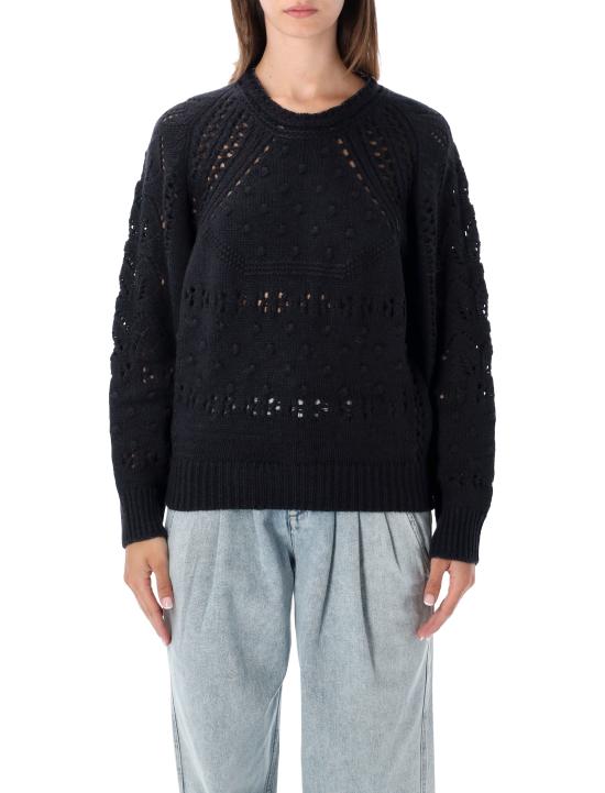 26FW 이자벨마랑에뚜왈 루체 풀오버 오픈워크 울 스웨터 PU0938FAD3L02E BKMD BLACK MIDNIGHT