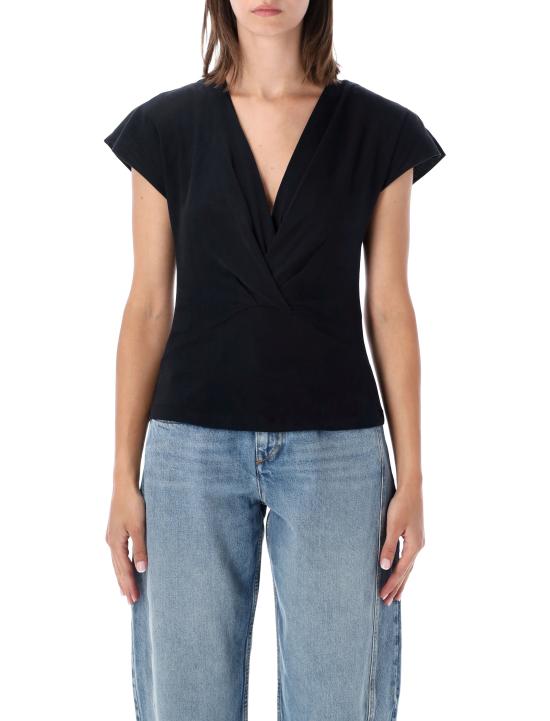 26FW 이자벨마랑 나드린 드레이프 코튼 저지 티셔츠 TS0341FAA1N41I 01BK BLACK