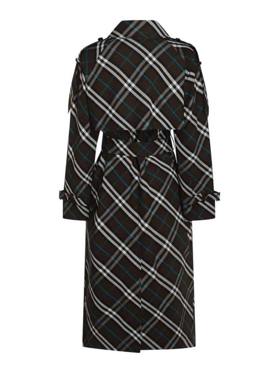  버버리 롱 체크 코튼 블렌드 트렌치 코트 8095300 BLACK - BURBERRY