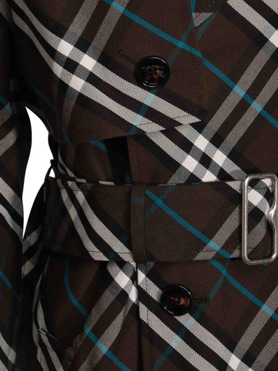  버버리 롱 체크 코튼 블렌드 트렌치 코트 8095300 BLACK - BURBERRY