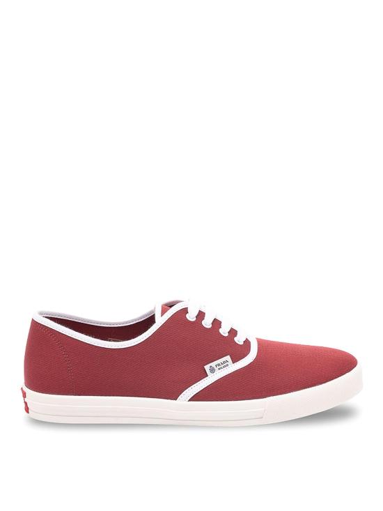 26SS 프라다 드릴 패브릭 스니커즈 2EE4673LKEFG000F0007 DARK RED