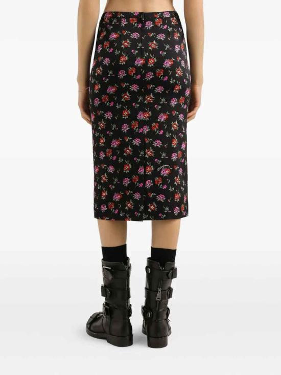 26SS 돌체앤가바나 플로럴 프린트 스트레이트 스커트 F4DBNTFSA8EHN5XS BLACK - DOLCE & GABBANA